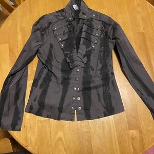 Sweet Love Black Military-Inspired Ruffled Front Jacket y2k